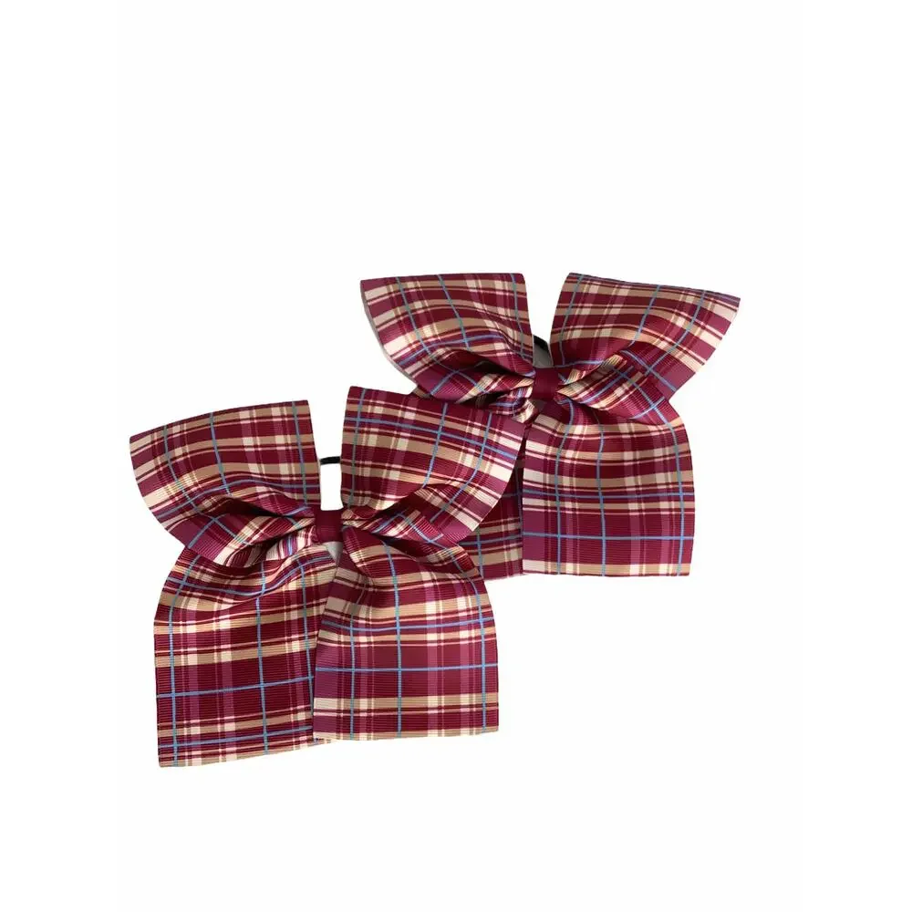 Girl’s Burgundy, beige & blue Plaid Bow Ties NEW